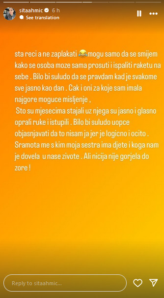 Sramota me je Sita Ahmić: Foto:Instagram