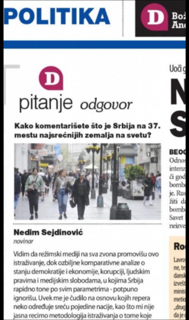 BBC sproveo anketu koja je pokazala da se u Srbiji dobro živi