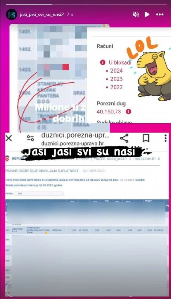 Photo: Printscreen Instagram Jasi jasi svi smo nasi