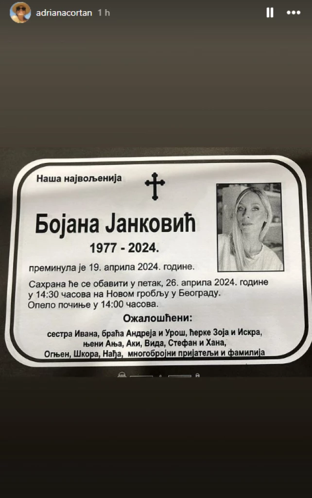 Foto: Instagram.com Adriana Čortan