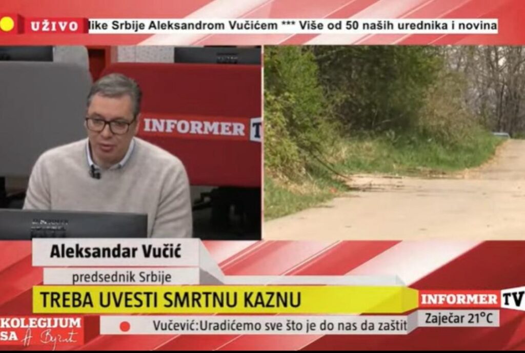 Ponoviću zahtev Vladi Srbije da se uvede smrtna kazna