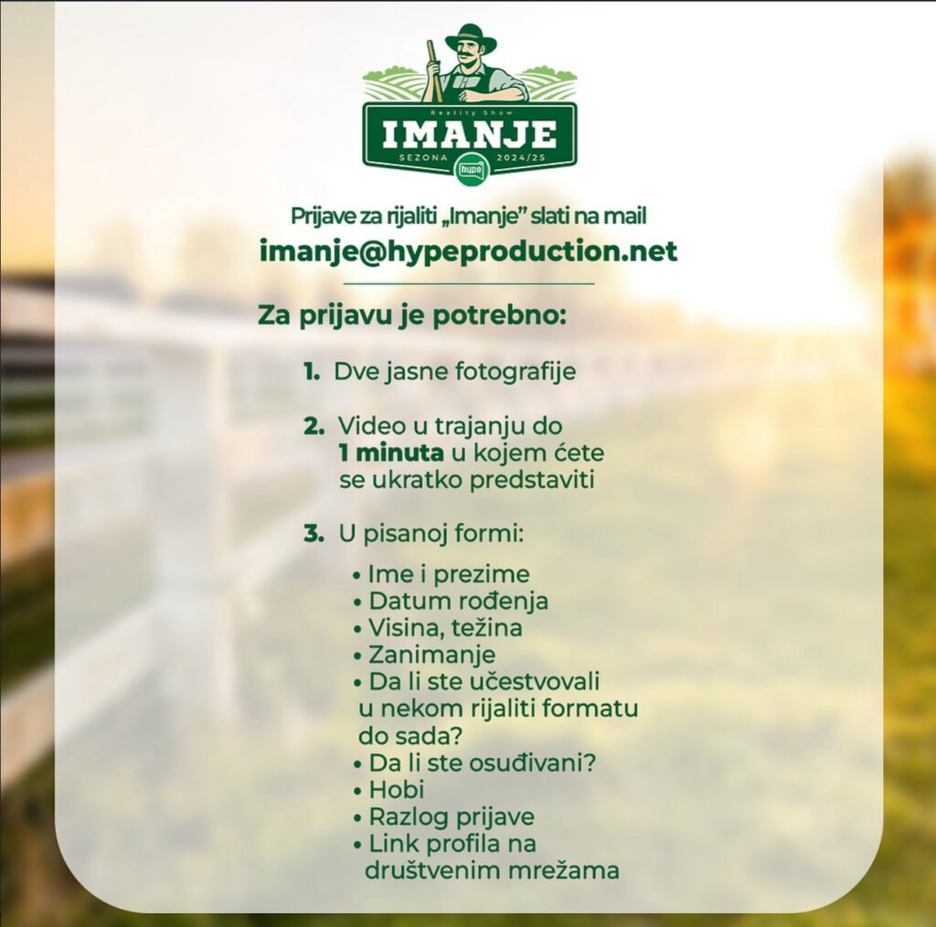 Rijaliti Imanje kasting