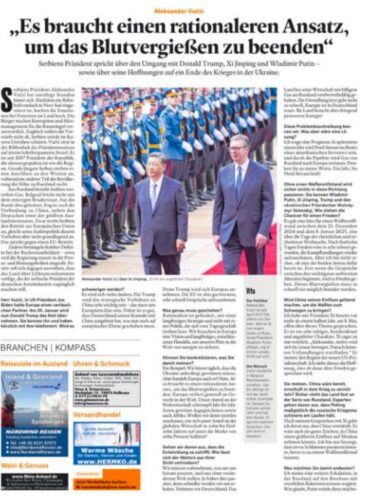 INTERVJU PREDSEDNIKA SRBIJE ZA NEMAČKI HANDELSBLAT