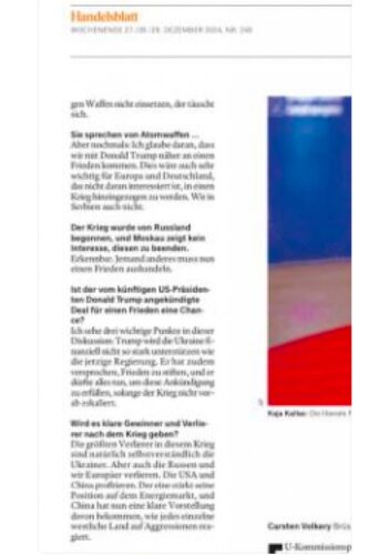 INTERVJU PREDSEDNIKA SRBIJE ZA NEMAČKI HANDELSBLAT