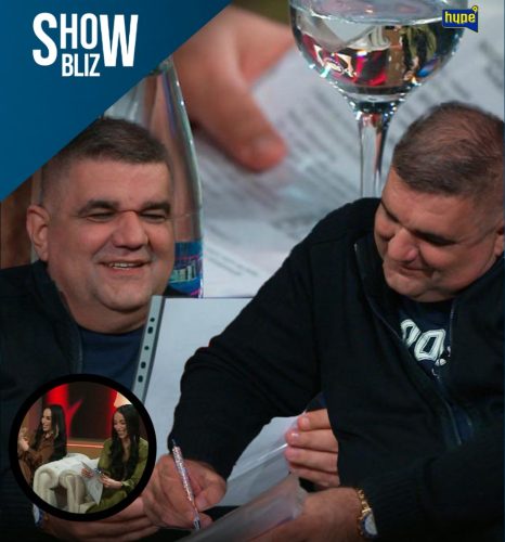 Foto: Hype TV/ShowBLIZ/Saša Mirković potpisuje/Bliznakinje Nevena i Miljana Arsić
