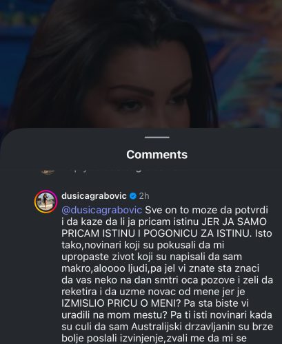 Foto: Instagram printscreen/Hype TV/Dušica Grabović