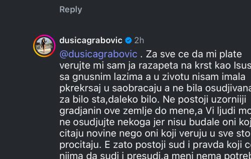 Foto: Instagram printscreen/Hype TV/Dušica Grabović