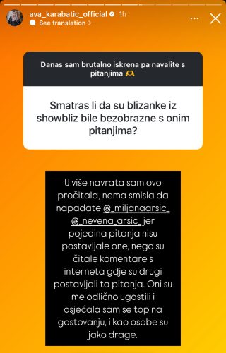 Foto: Instagram printscreen/ava karabatic